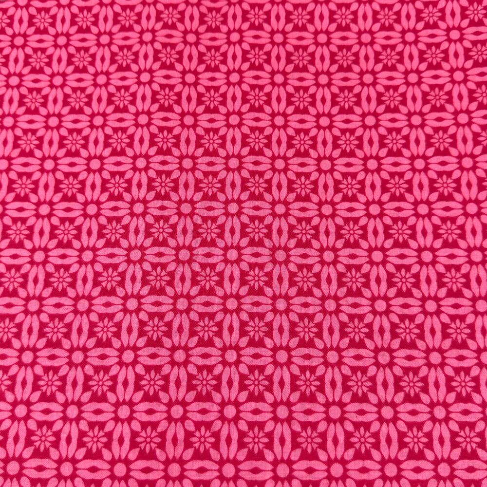Pink Geometric Flower Print - Richloom Fabric Group / Keepsake Calico - 1/2 Yard